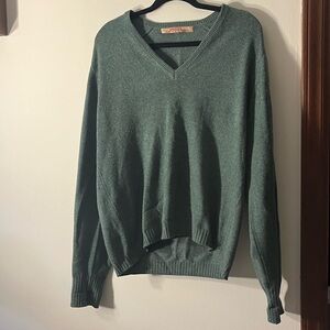 Vintage Cashmere Jaeger Women's Forest Green V-Neck Sweater Large